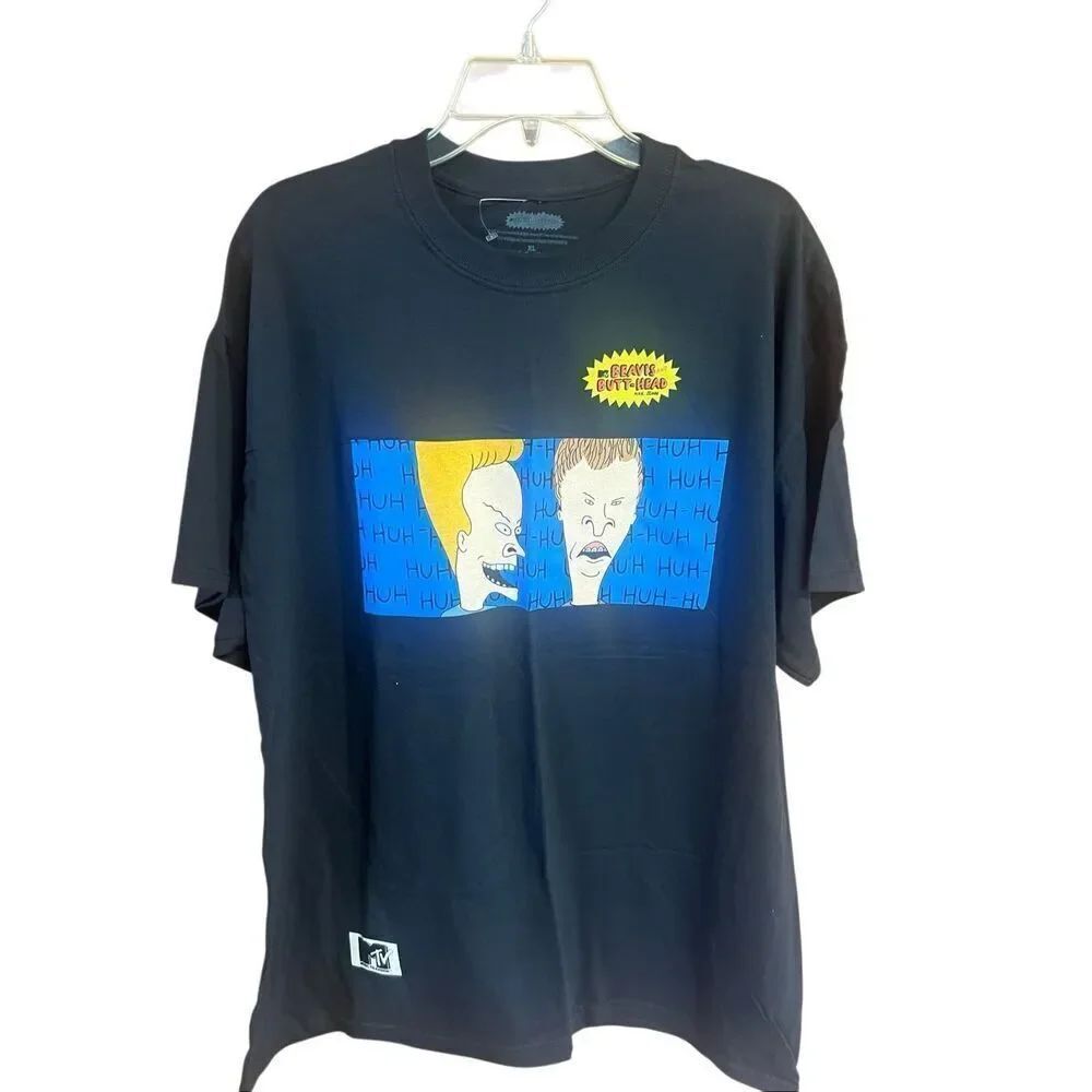 MTV Beavis and Butt-Head black graphic t-shirt Black Sz XL NWOT